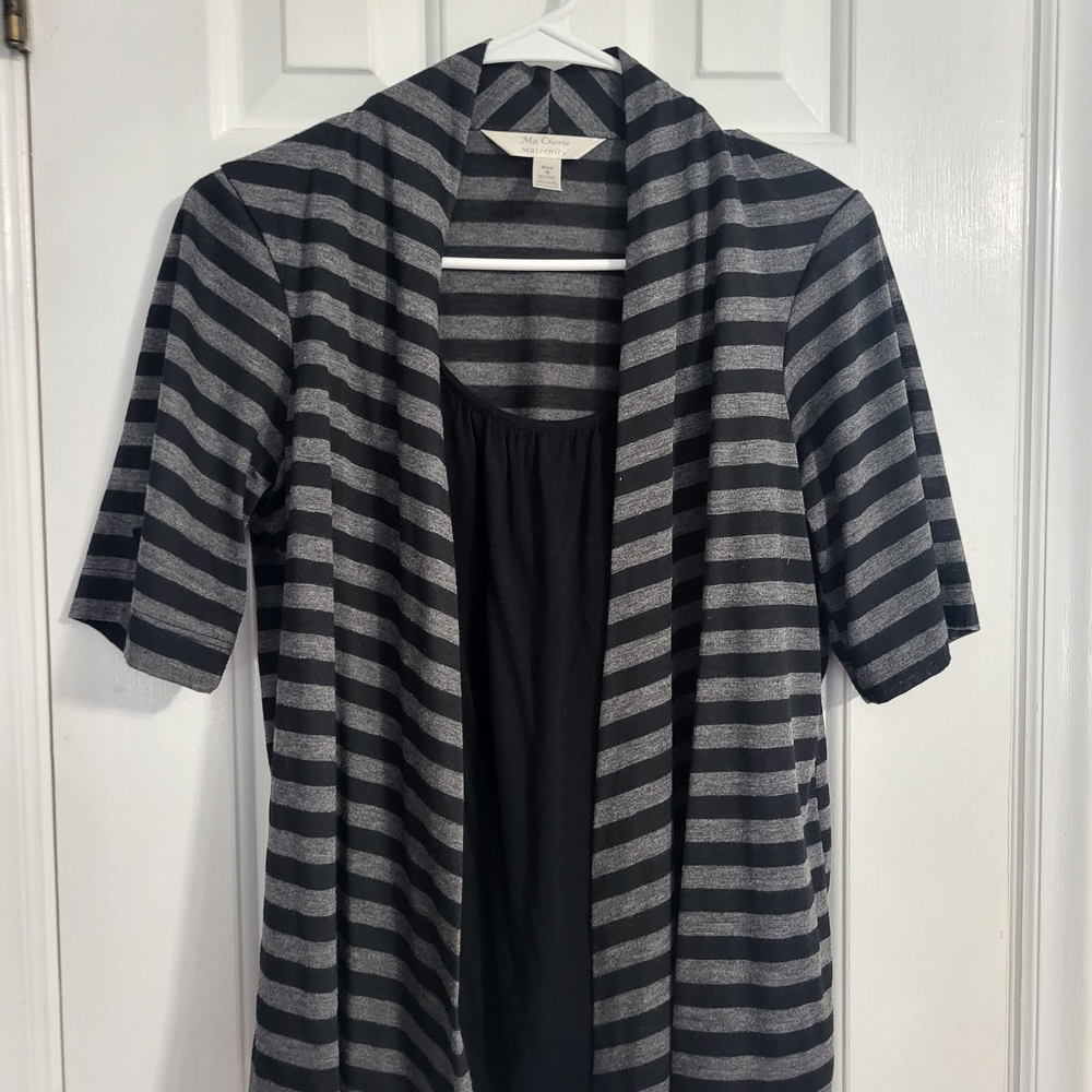 MaCherie Black and Gray Striped Top